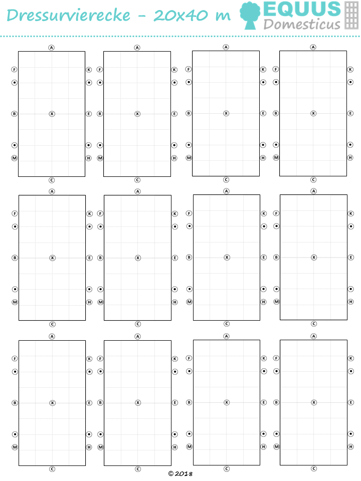 Freebie - Dressurvierecke 20×40 m im Hochformat als Druckvorlage